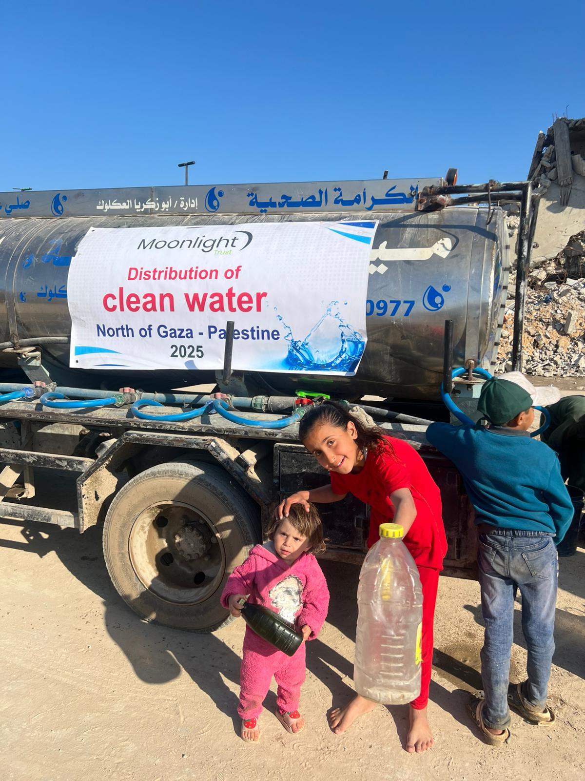 Water reaching those in need in Gaza. Thank you for your contributions!